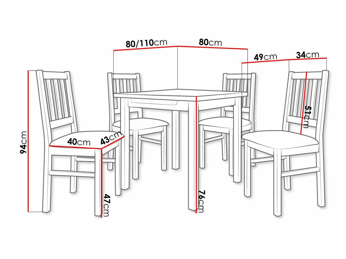 Étkezőgarnitúra 09 (MAX 7 + BOS 4), Fa színe: Fehér, Kárpit: Hygge 20