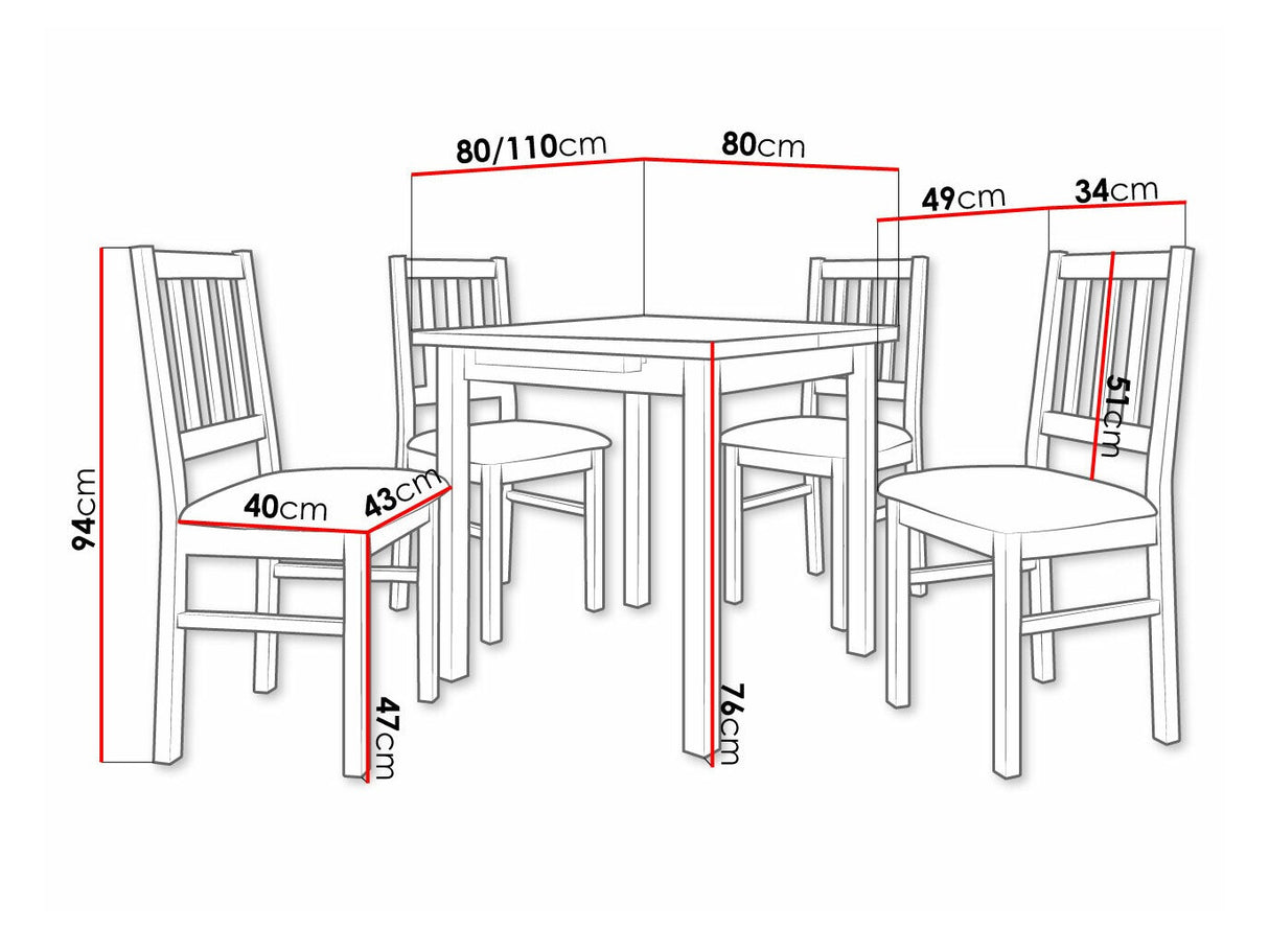 Étkezőgarnitúra 09 (MAX 7 + BOS 4), Fa színe: Fehér, Kárpit: Soro 28