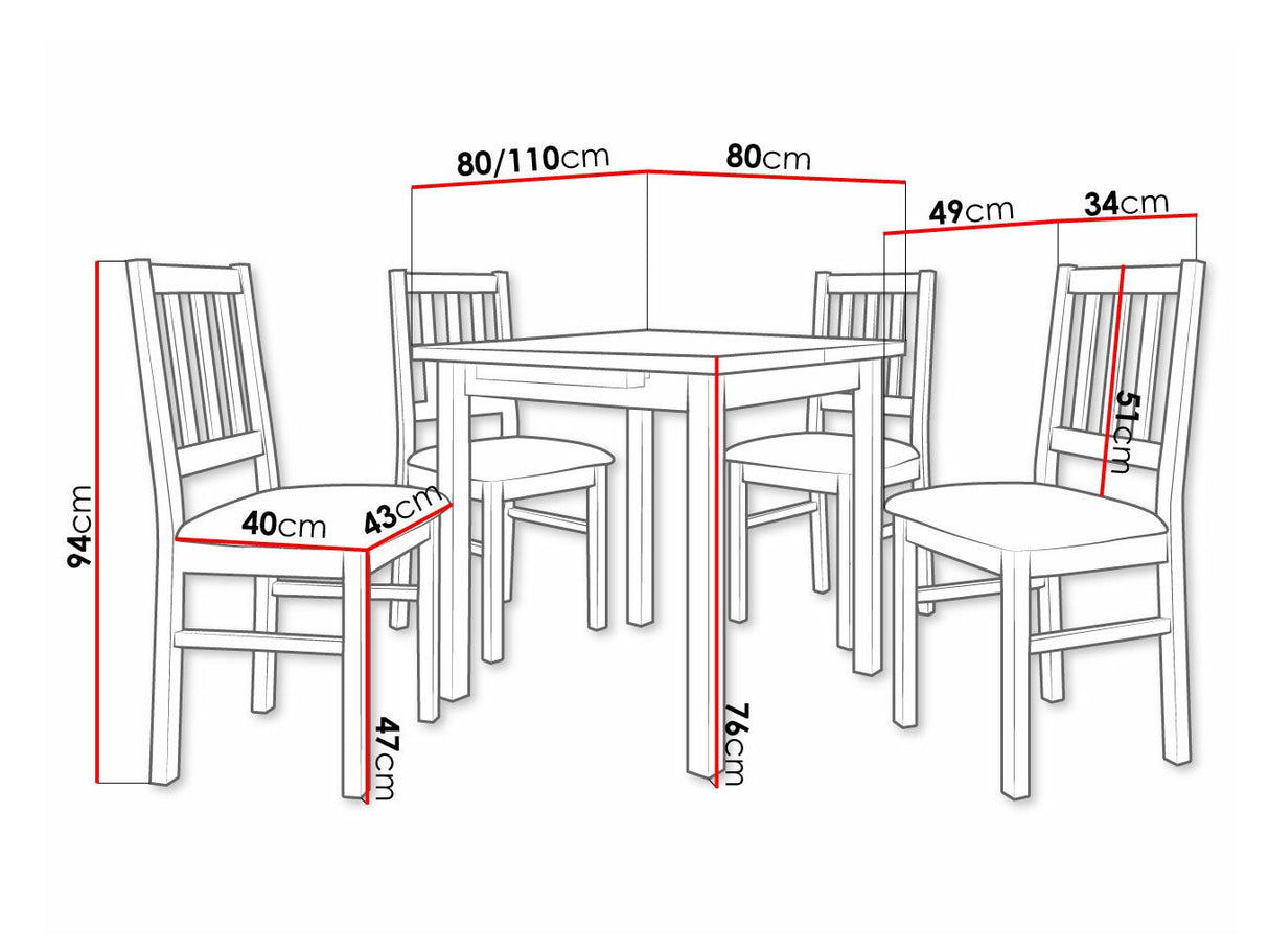 Étkezőgarnitúra 09 (MAX 7 + BOS 4), Fa színe: Fehér, Kárpit: Hygge 91