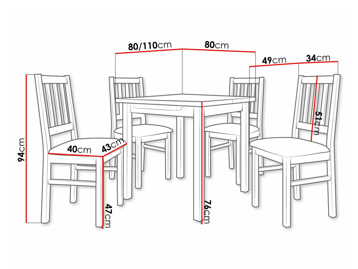 Étkezőgarnitúra 09 (MAX 7 + BOS 4), Fa színe: Fehér, Kárpit: Zetta 300