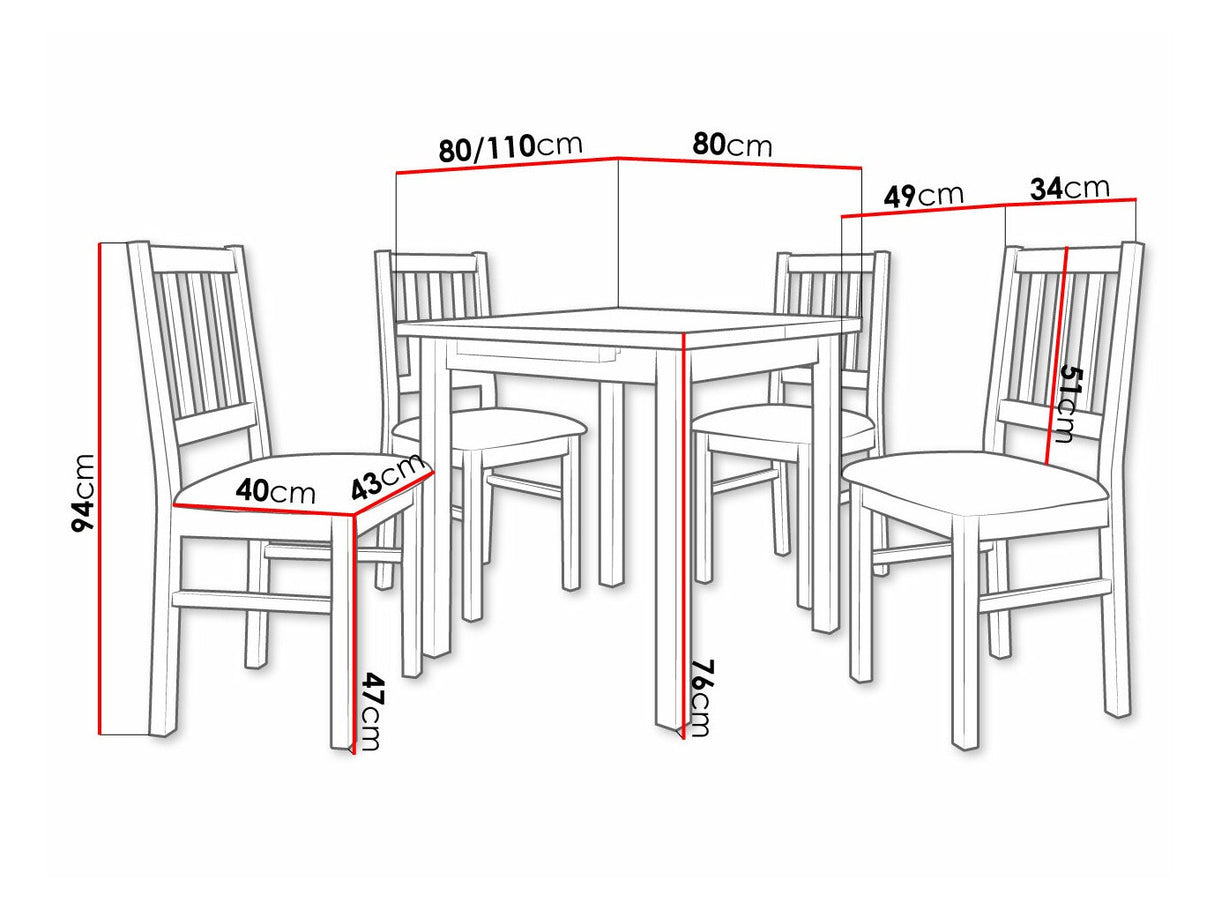 Étkezőgarnitúra 09 (MAX 7 + BOS 4), Fa színe: Dió, Kárpit: Zetta 297