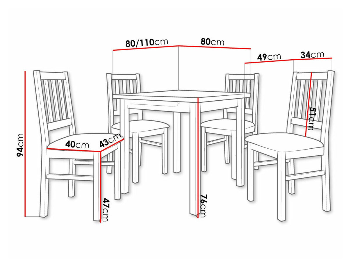 Étkezőgarnitúra 09 (MAX 7 + BOS 4), Fa színe: Dió, Kárpit: Hygge 20