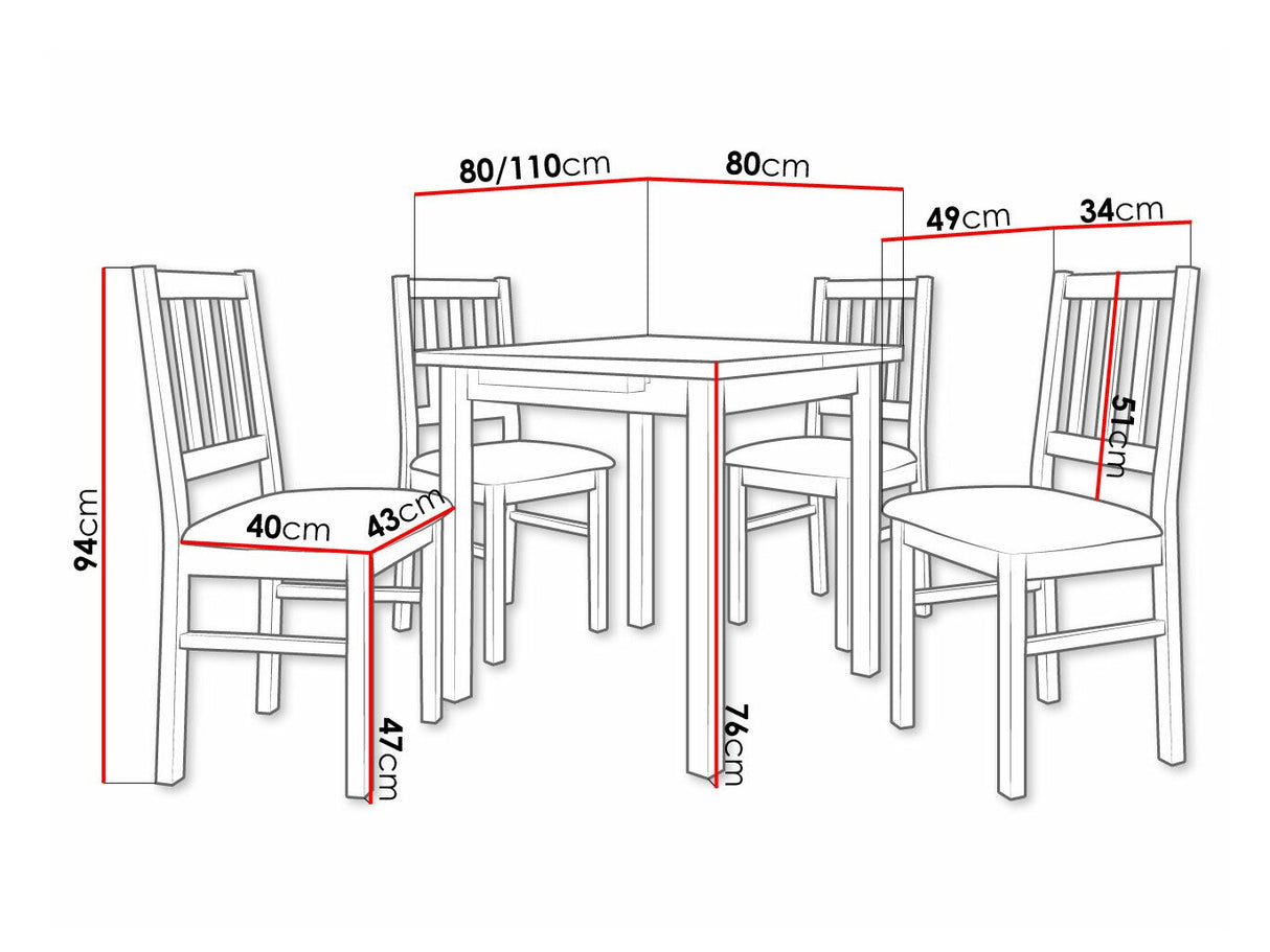 Étkezőgarnitúra 09 (MAX 7 + BOS 4), Fa színe: Dió, Kárpit: Hygge 91