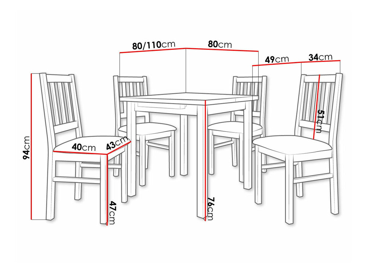 Étkezőgarnitúra 09 (MAX 7 + BOS 4), Fa színe: Sonoma tölgy, Kárpit: Zetta 300