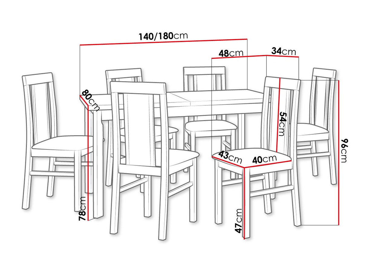 Étkezőgarnitúra 20 (MODENA 1 P + NILO 2), Fa színe: Fehér, Kárpit: Kronos 22