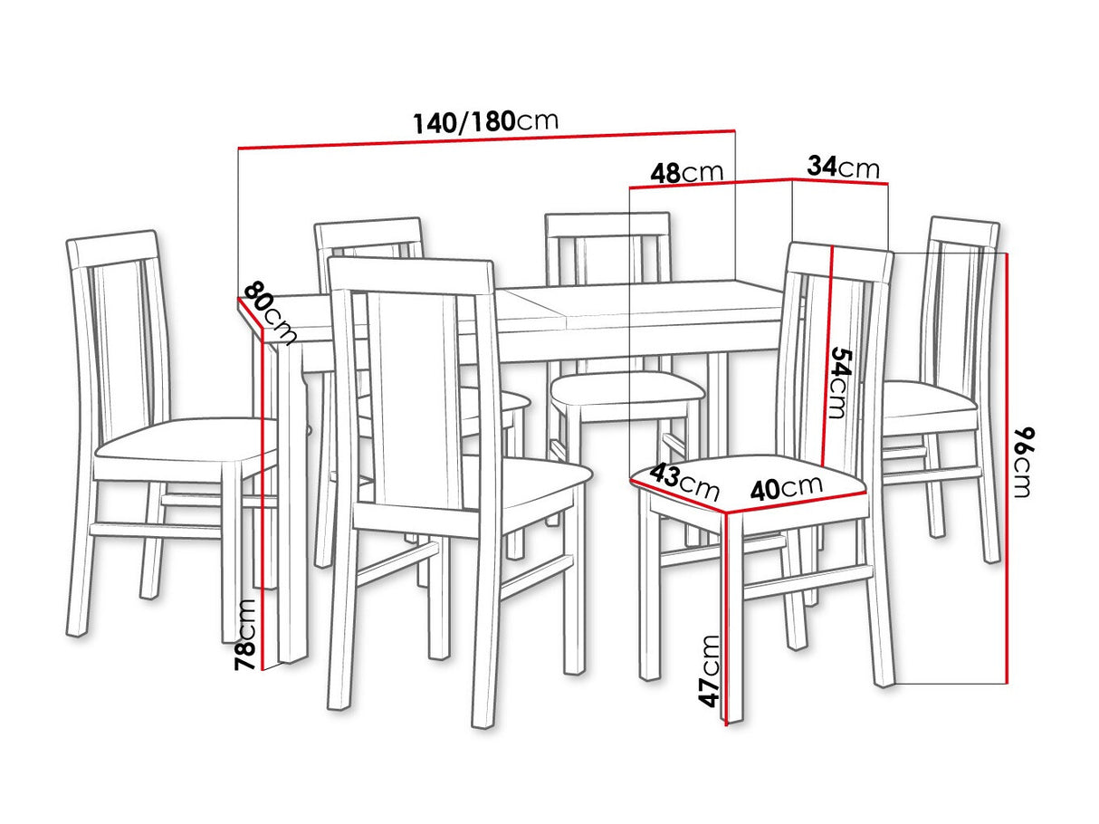 Étkezőgarnitúra 20 (MODENA 1 P + NILO 2), Fa színe: Fehér, Kárpit: Zetta 297