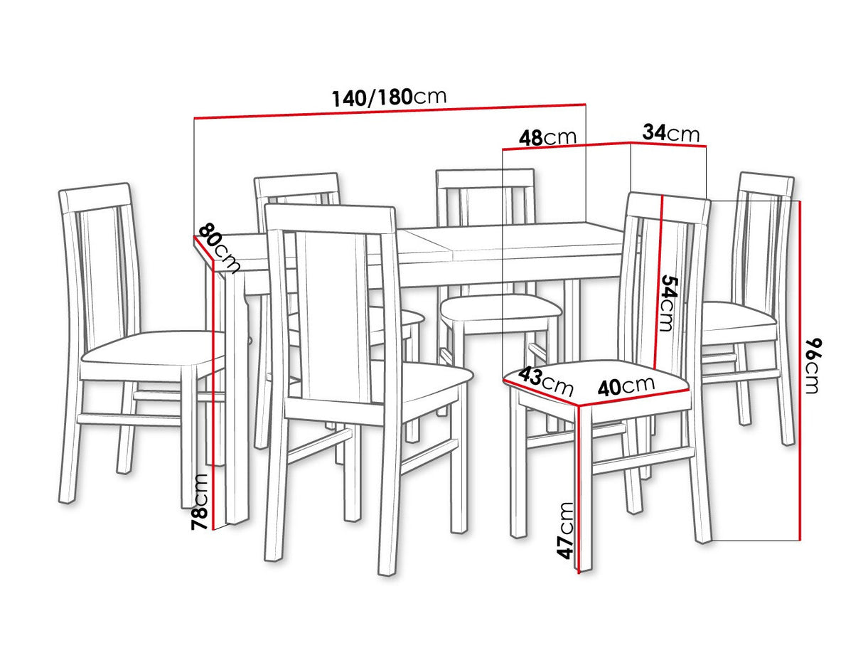 Étkezőgarnitúra 20 (MODENA 1 P + NILO 2), Fa színe: Fehér, Kárpit: Hygge 20