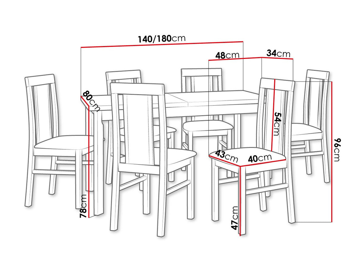 Étkezőgarnitúra 20 (MODENA 1 P + NILO 2), Fa színe: Fehér, Kárpit: Soro 28