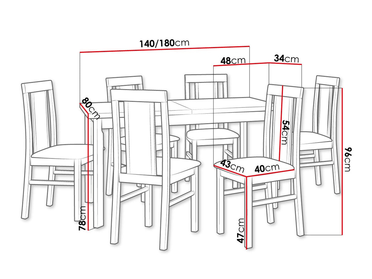 Étkezőgarnitúra 20 (MODENA 1 P + NILO 2), Fa színe: Fehér, Kárpit: Hygge 91