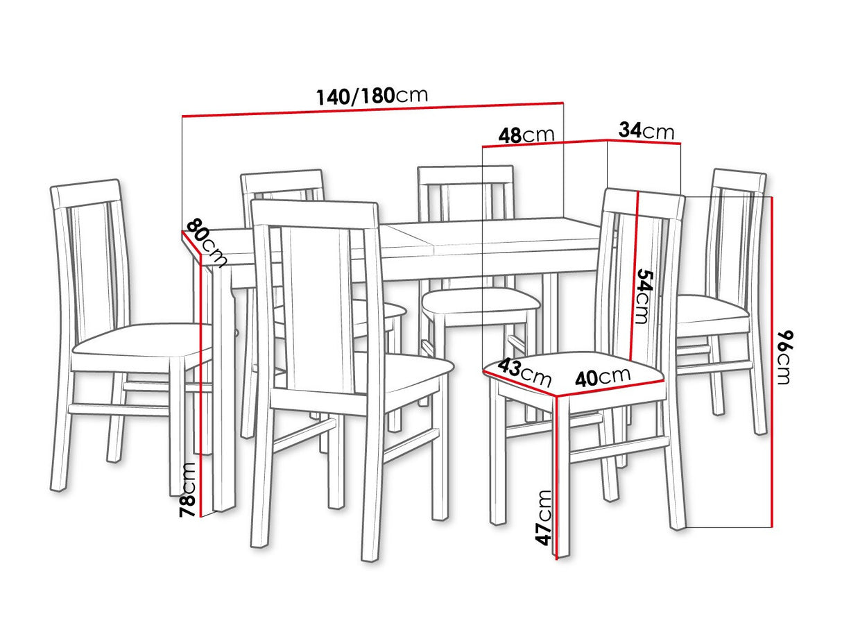 Étkezőgarnitúra 20 (MODENA 1 P + NILO 2), Fa színe: Dió, Kárpit: Paros 2