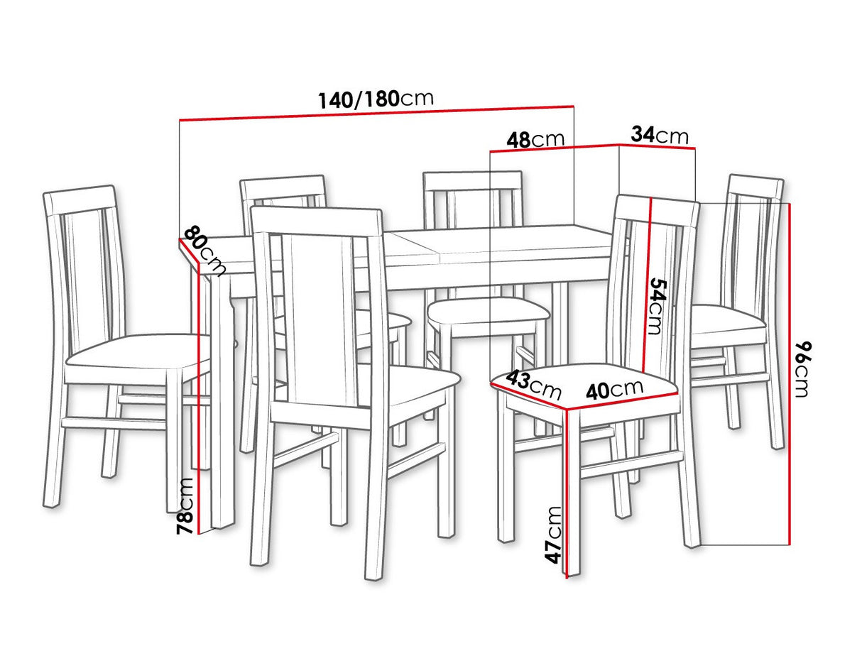 Étkezőgarnitúra 20 (MODENA 1 P + NILO 2), Fa színe: Dió, Kárpit: Kronos 22