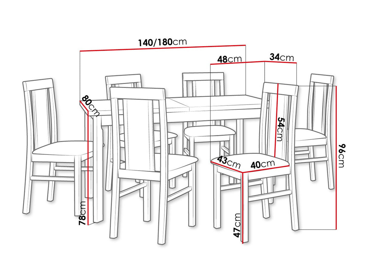 Étkezőgarnitúra 20 (MODENA 1 P + NILO 2), Fa színe: Dió, Kárpit: Zetta 300