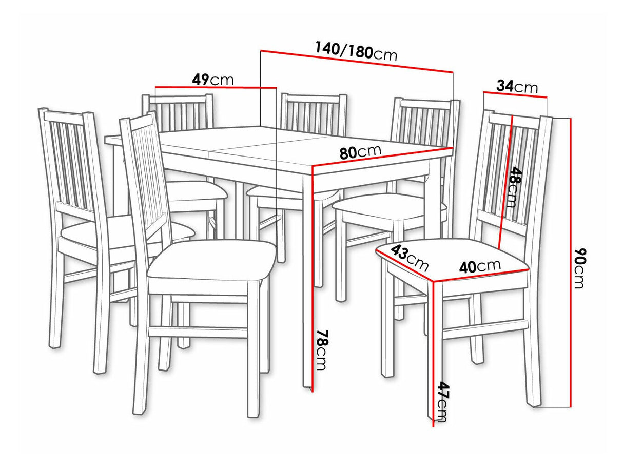 Étkezőgarnitúra 15 (MODENA 1P + NILO 7), Fa színe: Fehér, Kárpit: Zetta 297