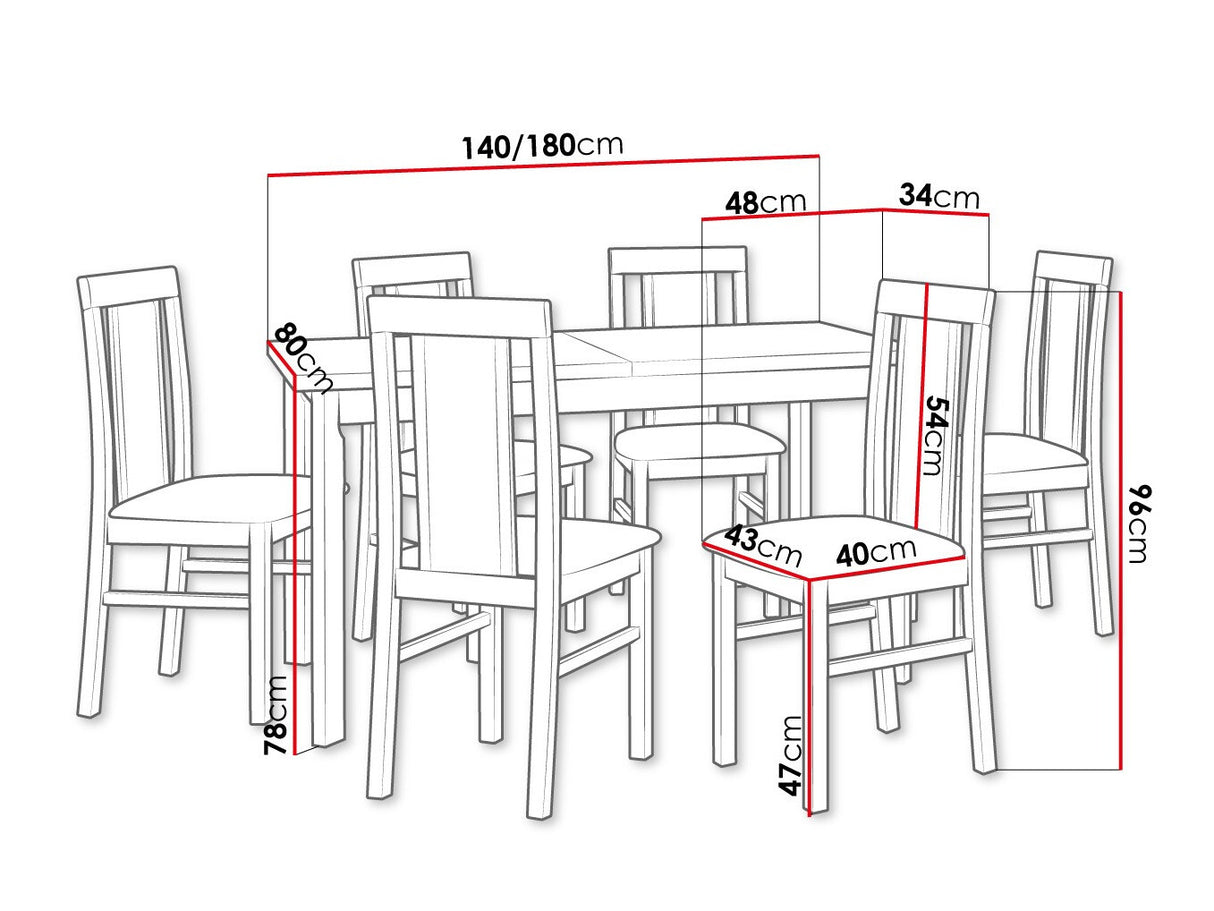 Étkezőgarnitúra 20 (MODENA 1 P + NILO 2), Fa színe: Sonoma tölgy, Kárpit: Zetta 300