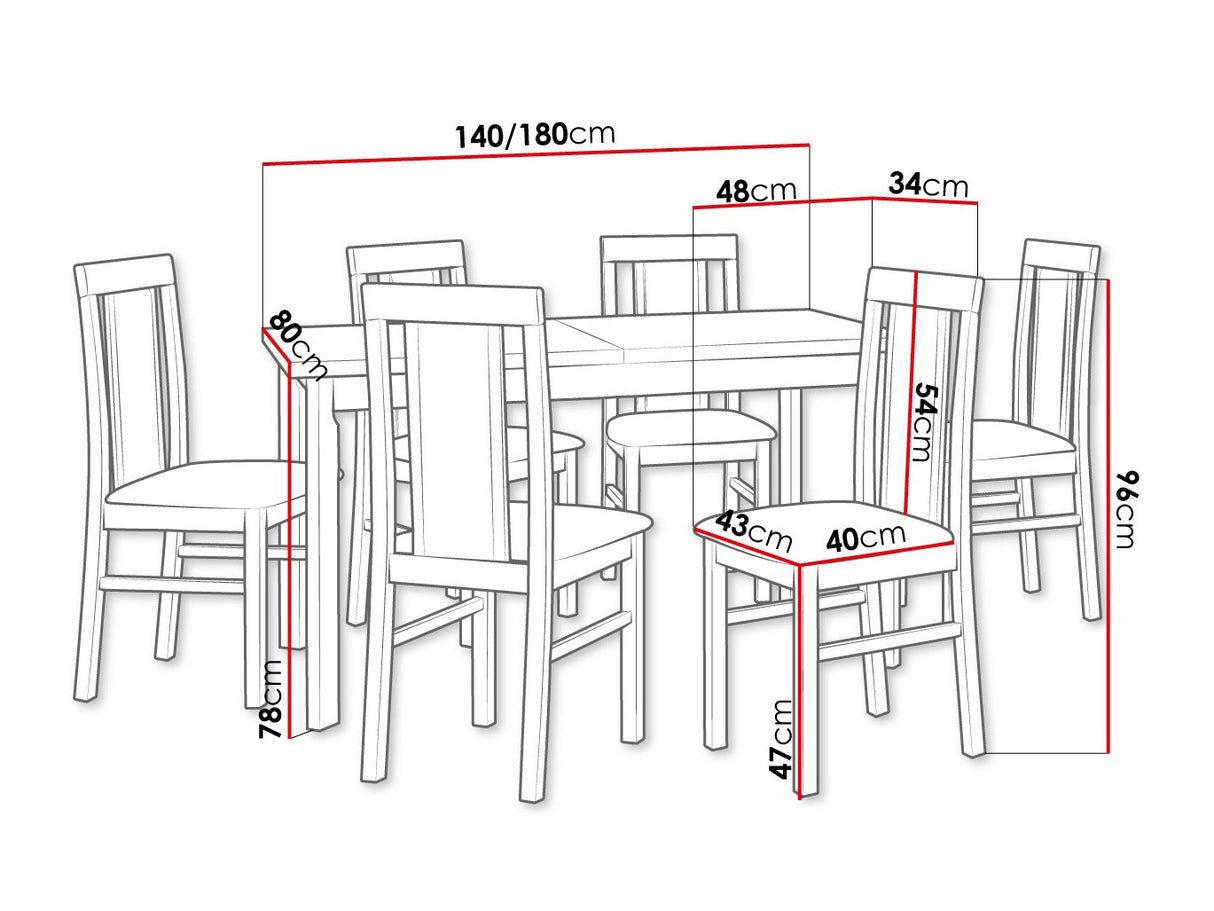 Étkezőgarnitúra 20 (MODENA 1 P + NILO 2), Fa színe: Égerfa, Kárpit: Kronos 22
