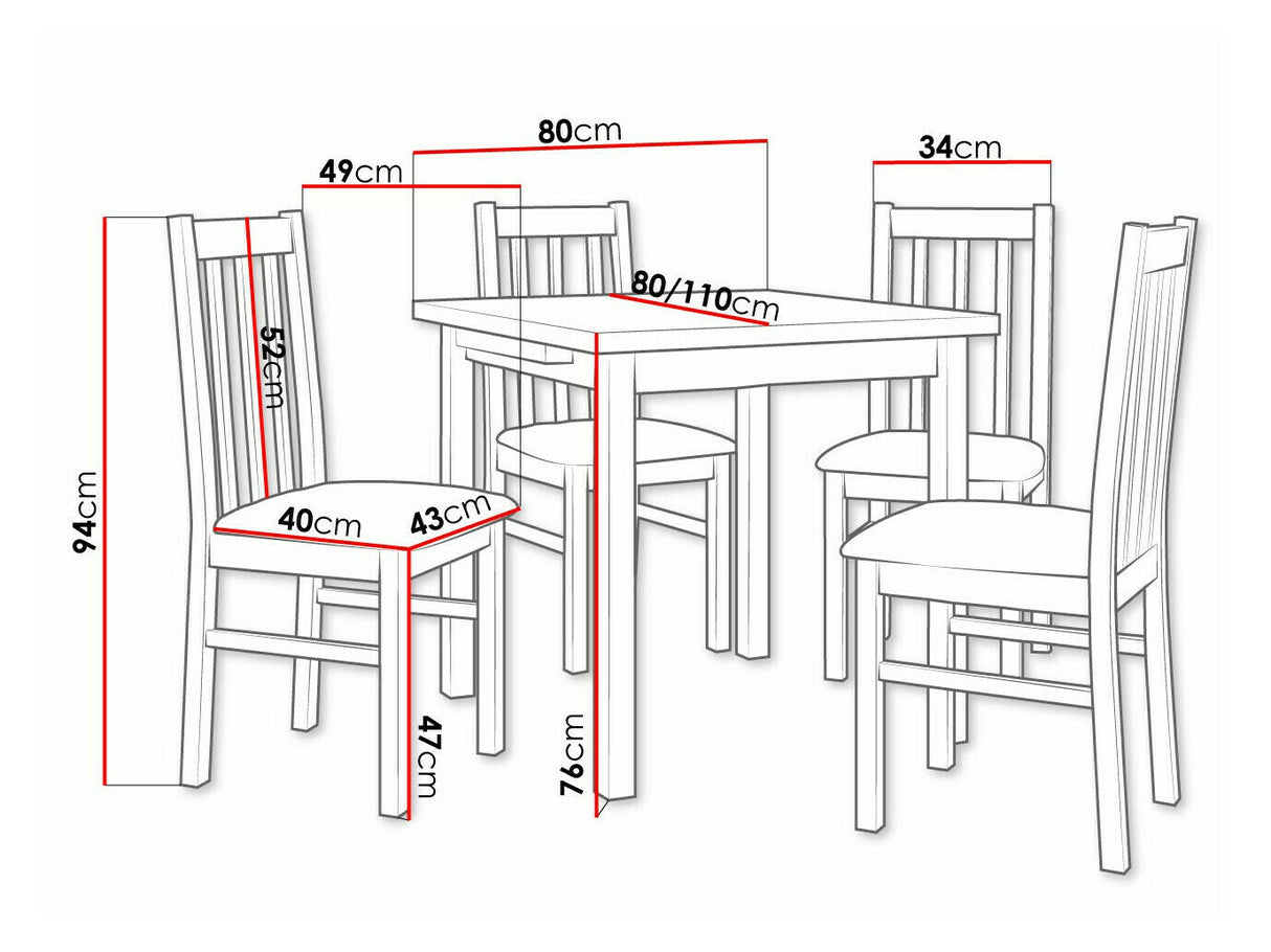 Étkezőgarnitúra 14 (MAX 7 + BOS 10), Fa színe: Fehér, Kárpit: Zetta 300