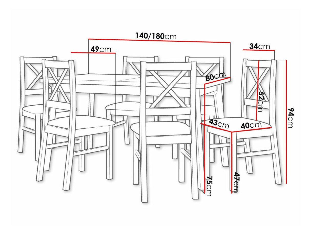 Étkezőgarnitúra 11 (OSLO 5 + NILO 10), Fa színe: Fehér, Kárpit: Hygge 91