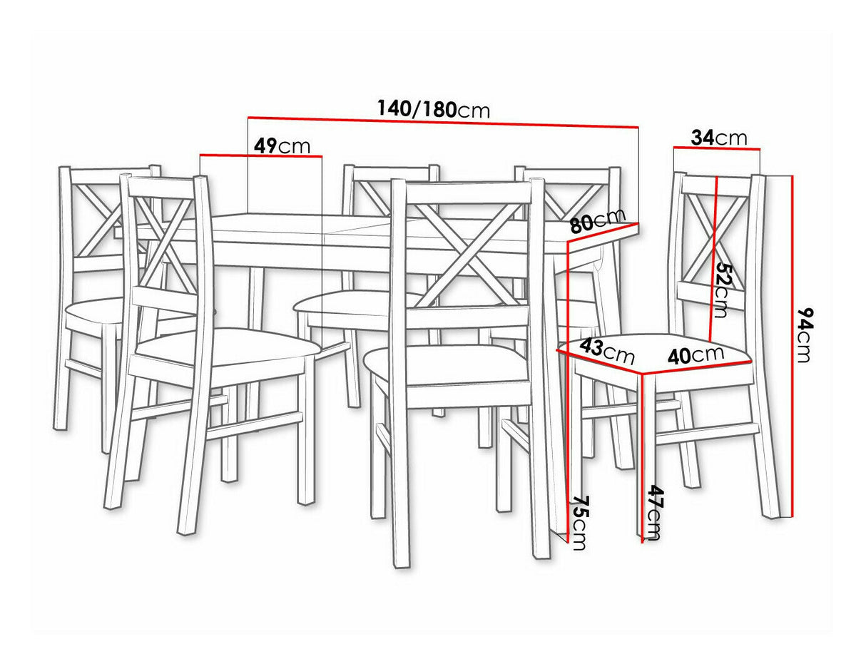 Étkezőgarnitúra 11 (OSLO 5 + NILO 10) Grandson, Fa színe: Fekete, Kárpit: Soro 28