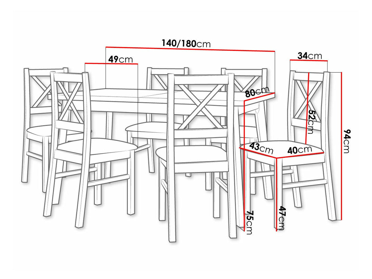 Étkezőgarnitúra 11 (OSLO 5 + NILO 10), Fa színe: Fekete, Kárpit: Hygge 91