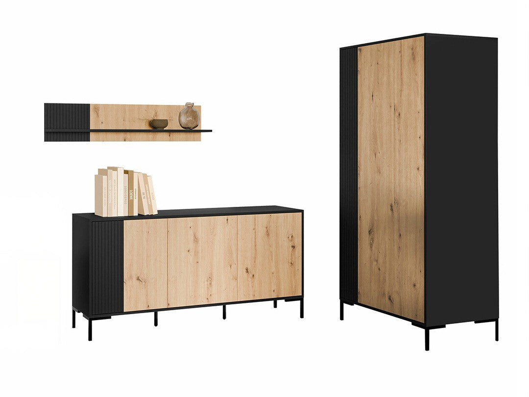 Nappali szett Meble MERCI II Czarny mat/Dąb Artisan/Czarny mat