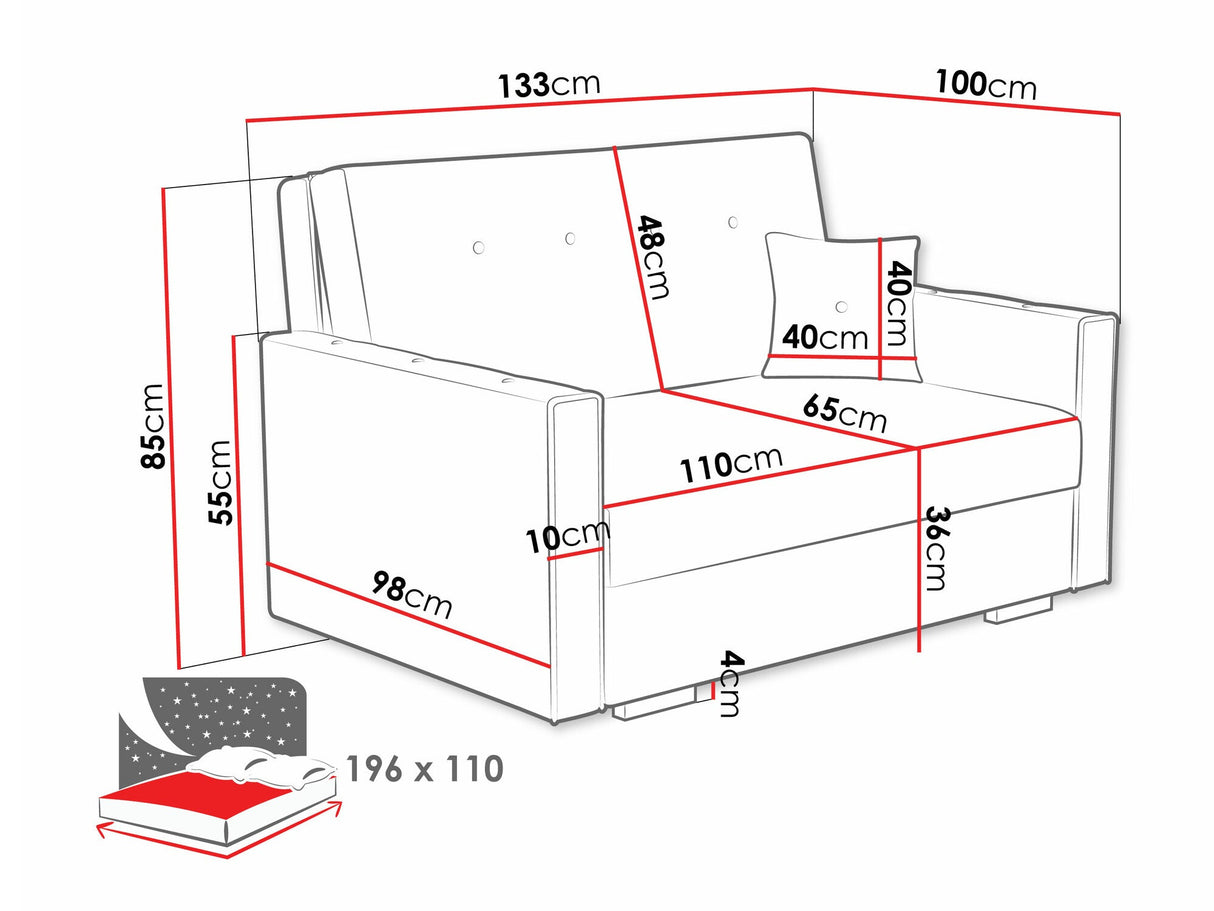 Kanapéágy Kanapa VIVA SONIC II, Szín: Coral 65