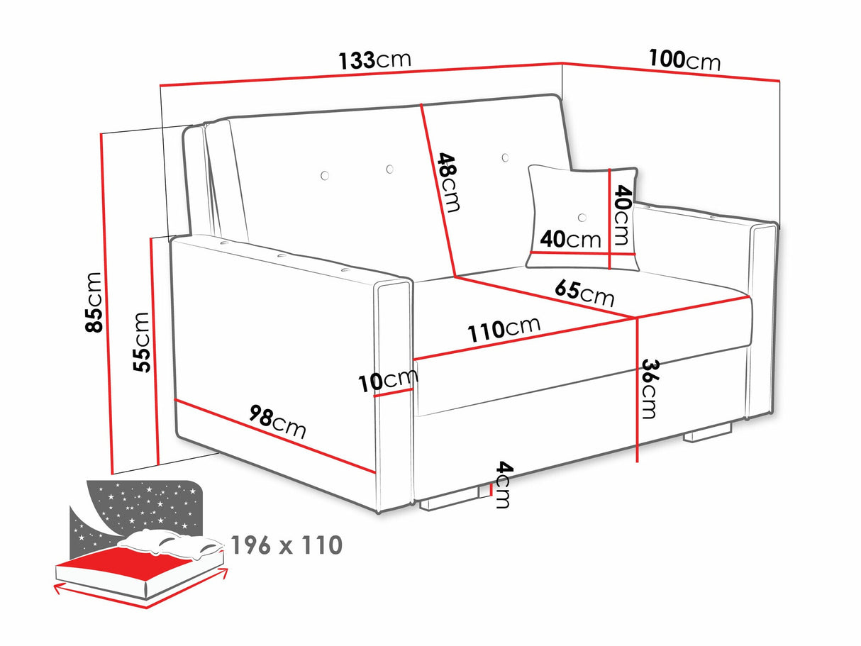 Kanapéágy Kanapa VIVA SONIC II, Szín: Coral 80