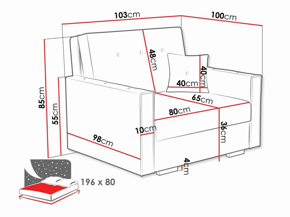Fotel Kanapa VIVA SONIC I, Szín: Coral 80