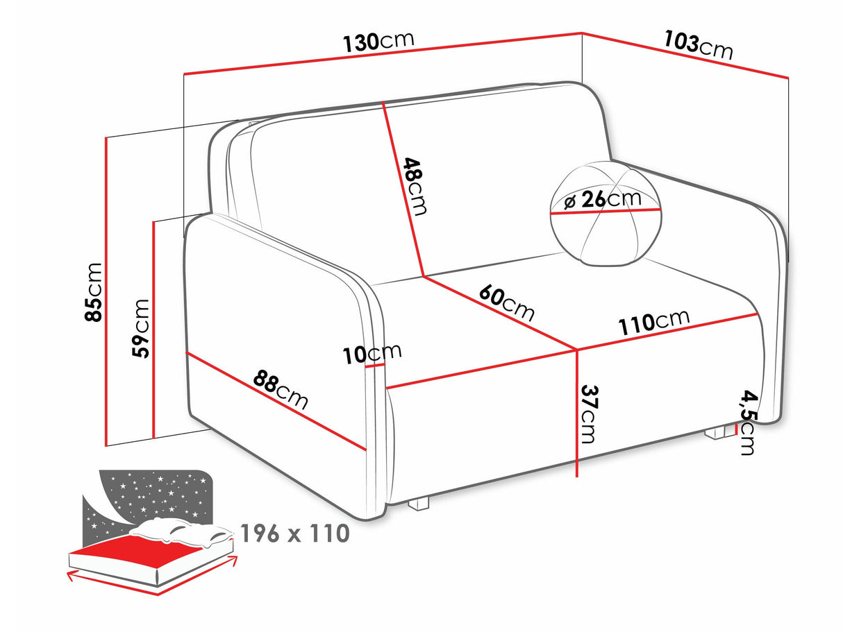 Kanapéágy Kanapa VIVA SUN II, Szín: Coral 50