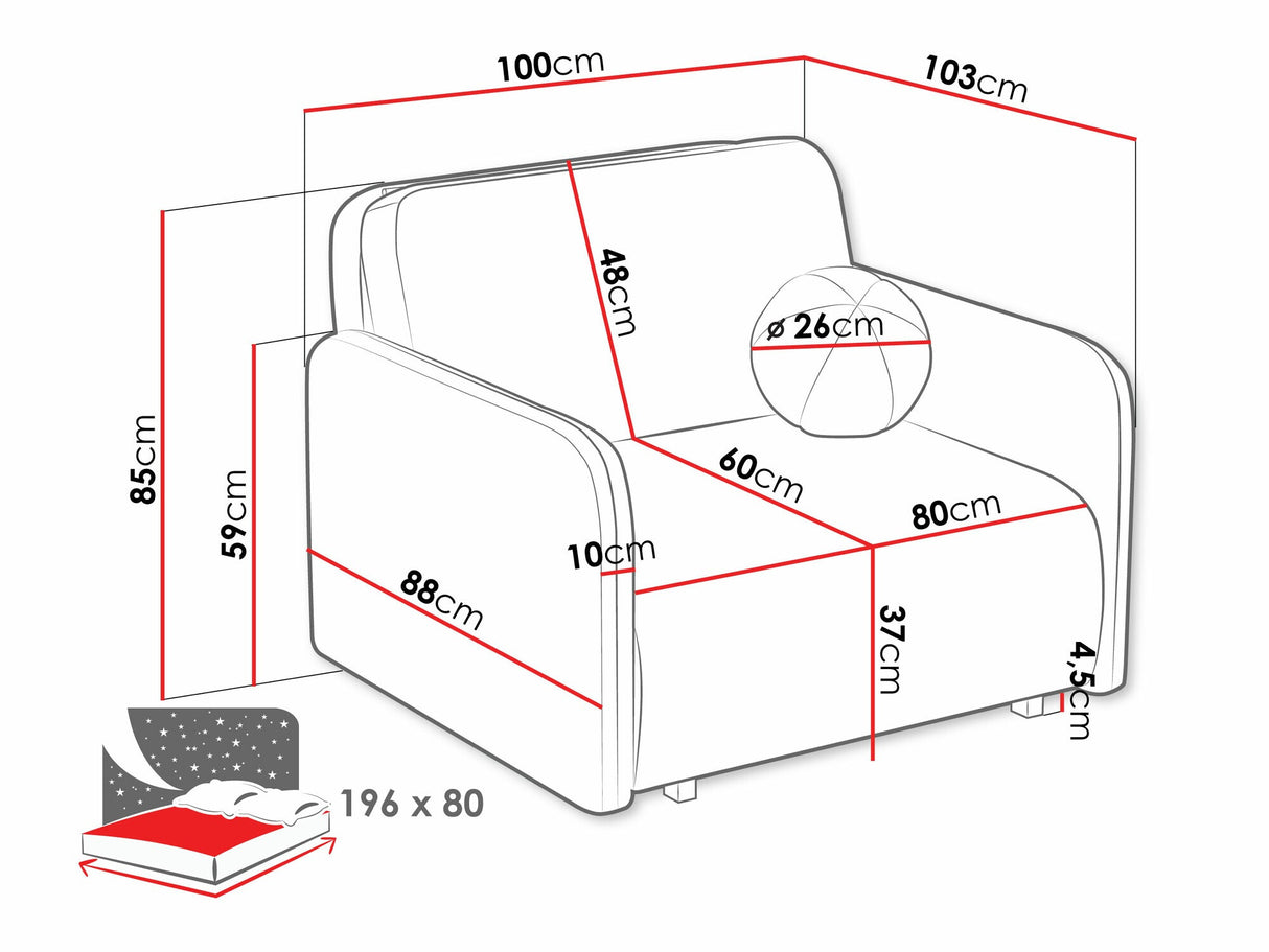 Fotel Kanapa VIVA SUN I, Szín: Coral 75