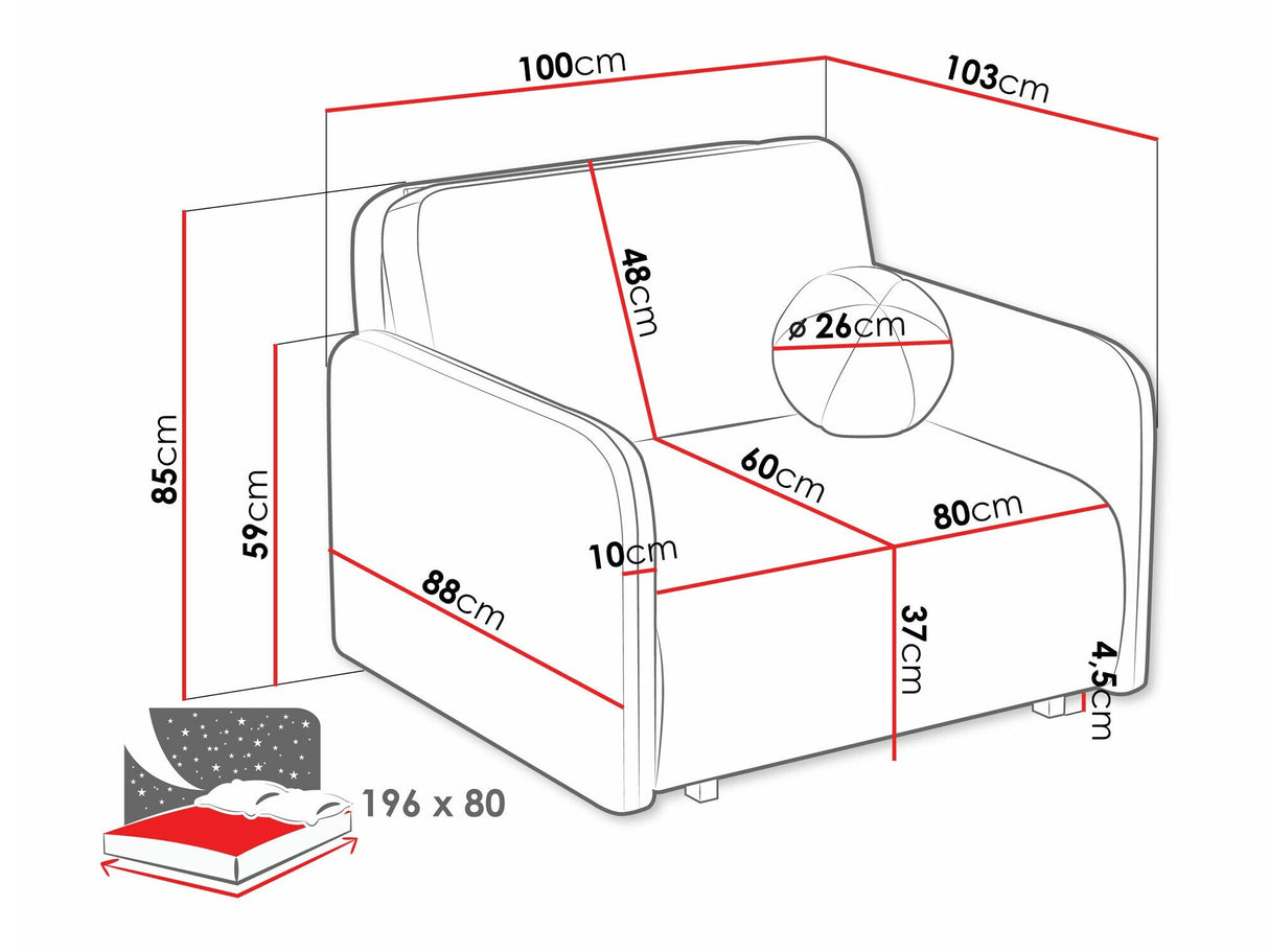 Fotel Kanapa VIVA SUN I, Szín: Velo 635