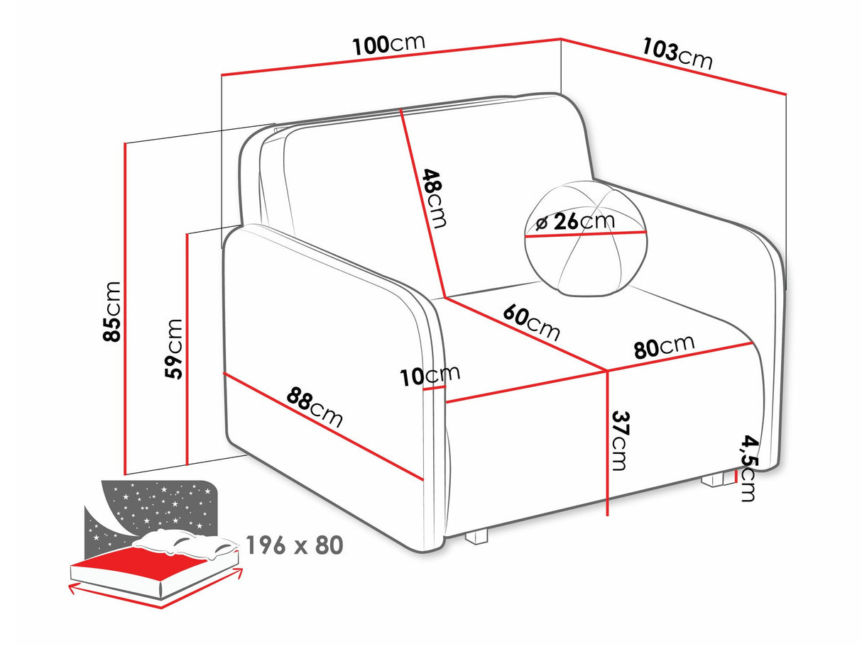 Fotel Kanapa VIVA SUN I, Szín: Velo 627