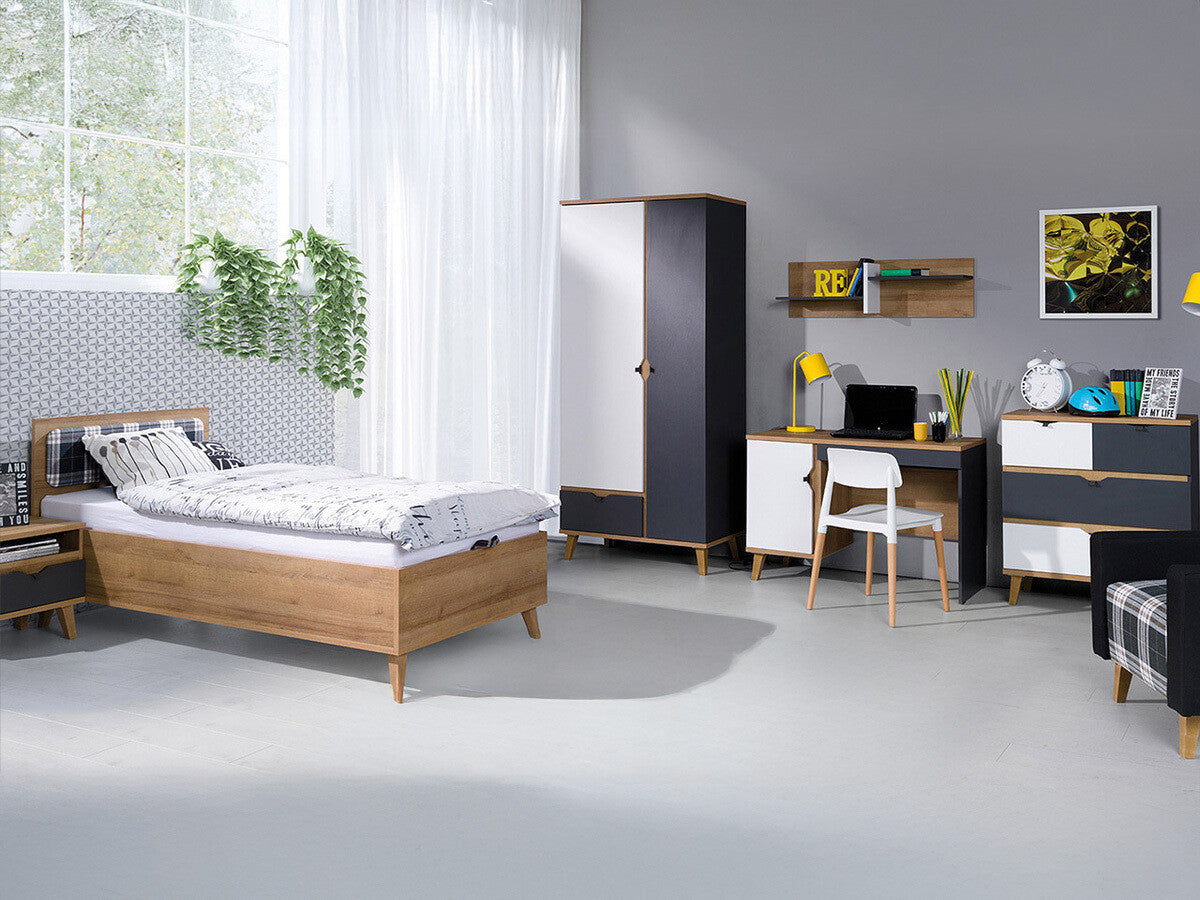 Bútorkészlet MEMONE (Temero III), Szín: Arany tölgy + Grafit + Fehér