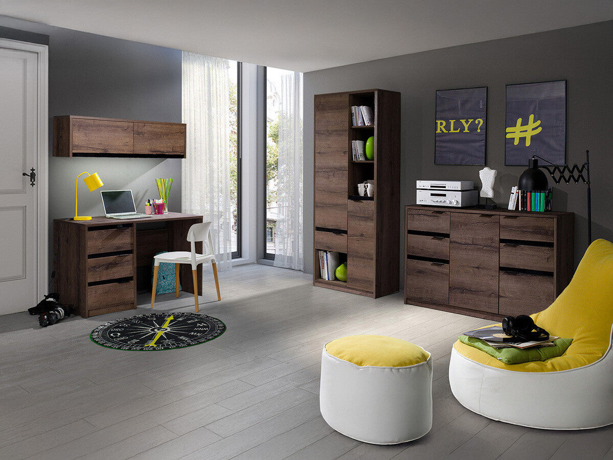 Irodai garnitúra Denver (Verdek III), Led világítás: Nem, Szín: Monastery tölgy + Fényes fekete