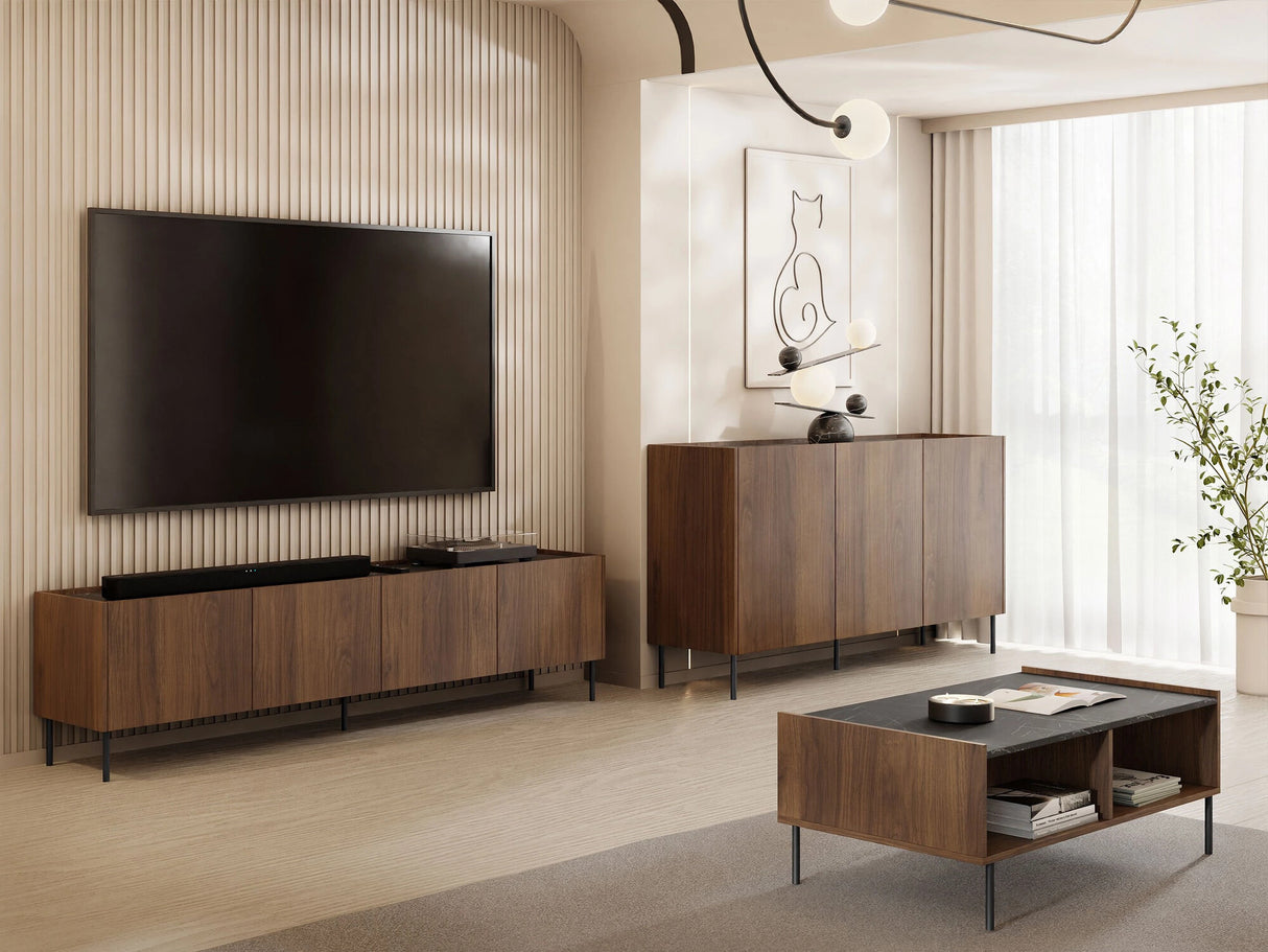 Dohányzóasztal Ława TEWOS L97 Orzech Warmia/Marmur Czarny