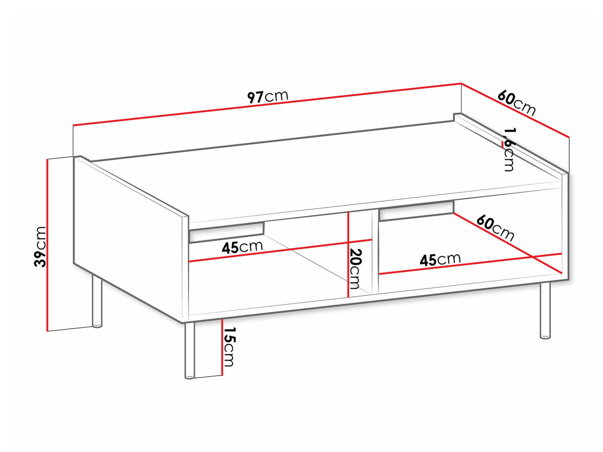 Dohányzóasztal Ława TEWOS L97 Orzech Warmia/Marmur Czarny