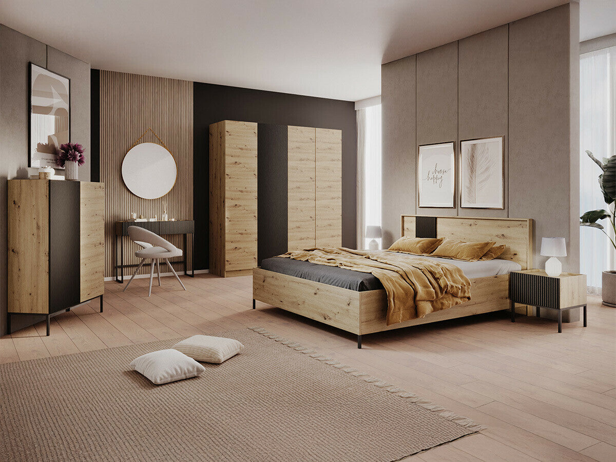 Könyvespolc Komoda COMO 100 2D, Szín: Artisan tölgy + Fekete