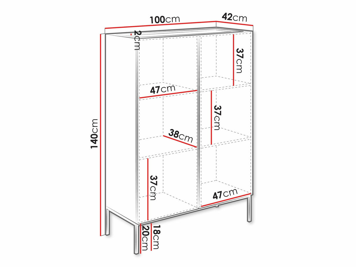 Könyvespolc Komoda COMO 100 2D, Szín: Kasmír
