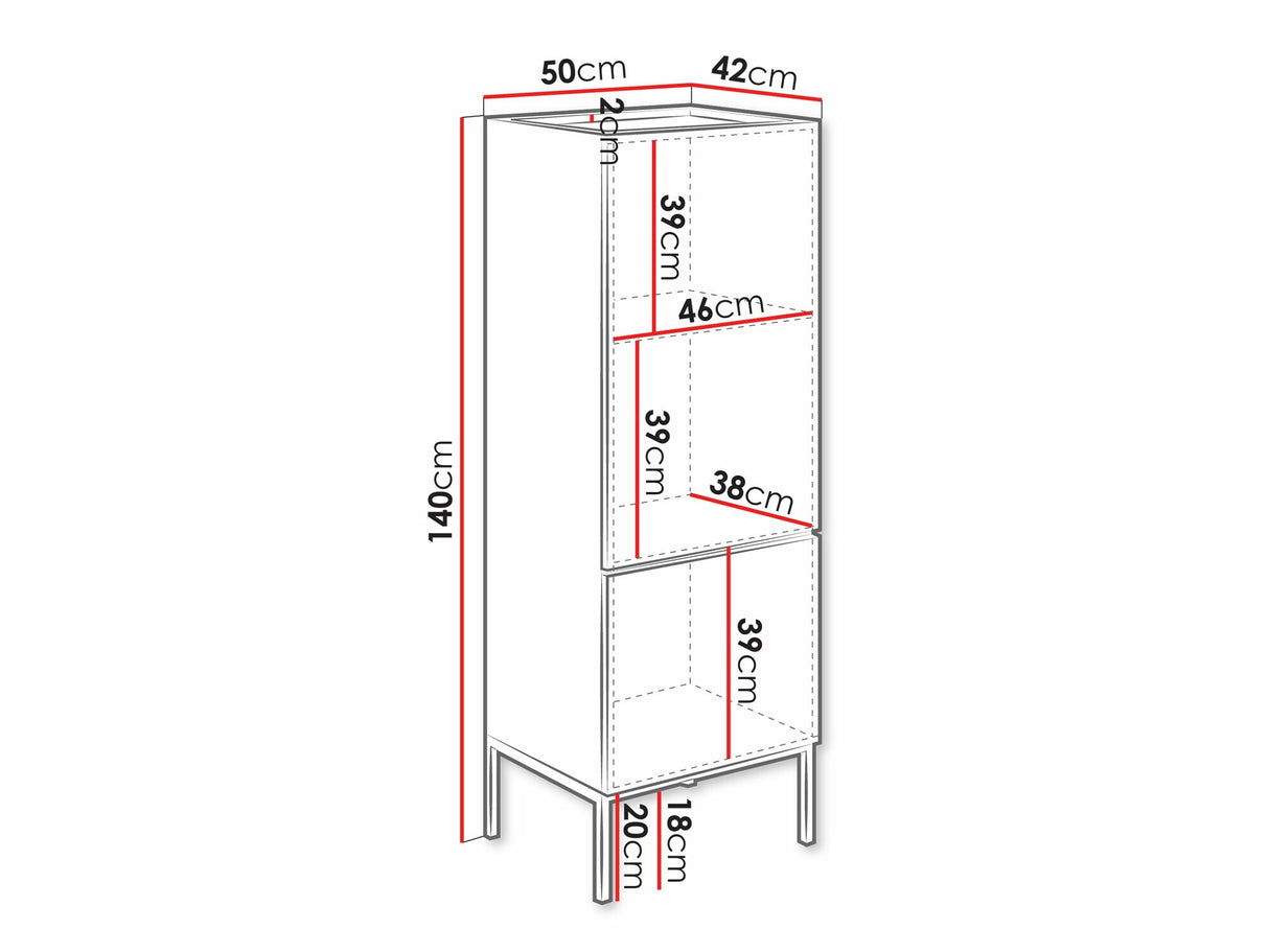 Könyvespolc Komoda COMO 50 2D, Szín: Kasmír