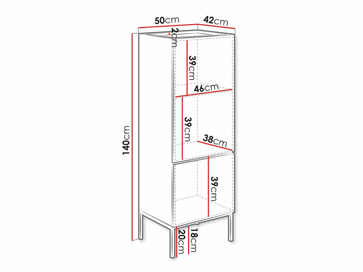 Könyvespolc Komoda COMO 50 2D, Szín: Artisan tölgy + Fekete