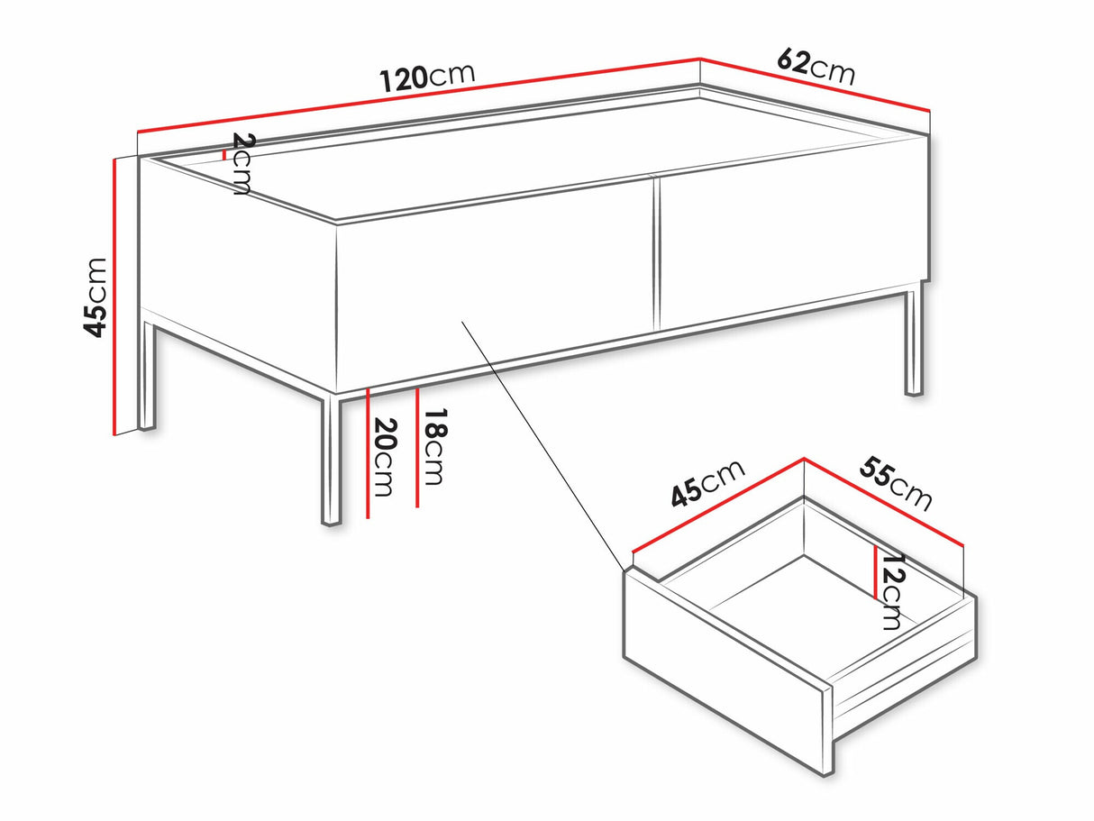 Dohányzóasztal Ława COMO 2SZ, Szín: Artisan tölgy + Fekete