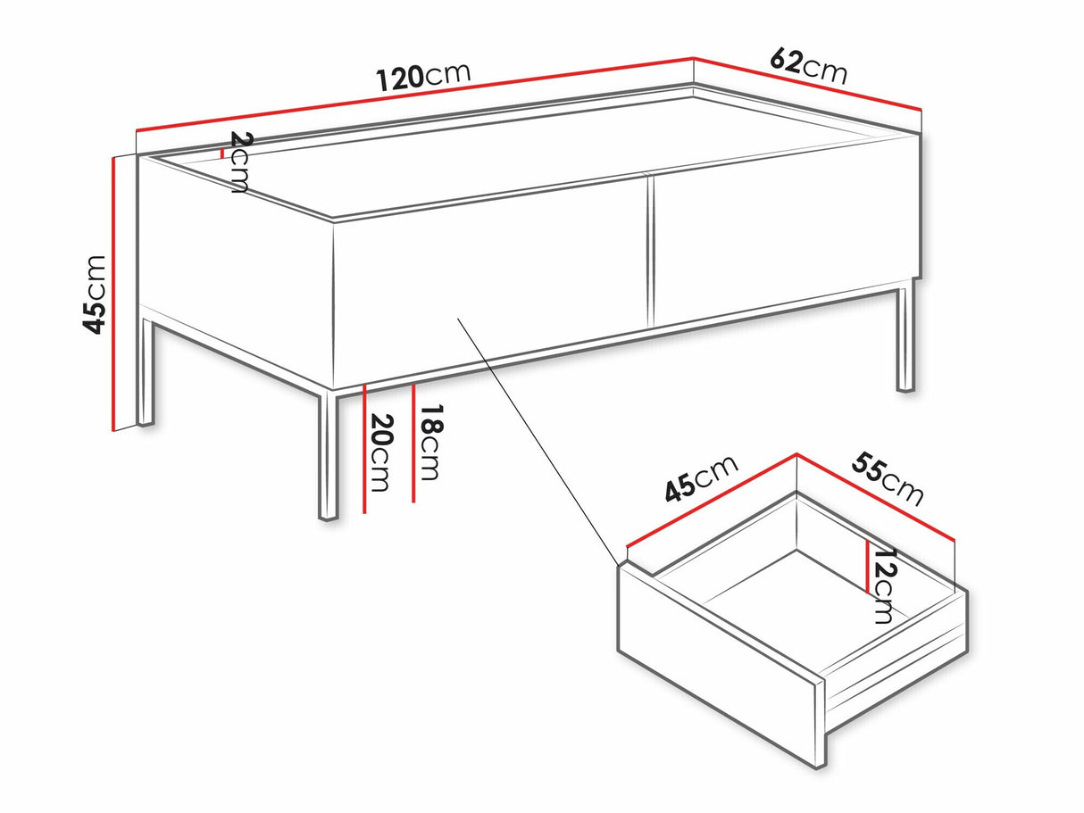 Dohányzóasztal Ława COMO 2SZ, Szín: Kasmír