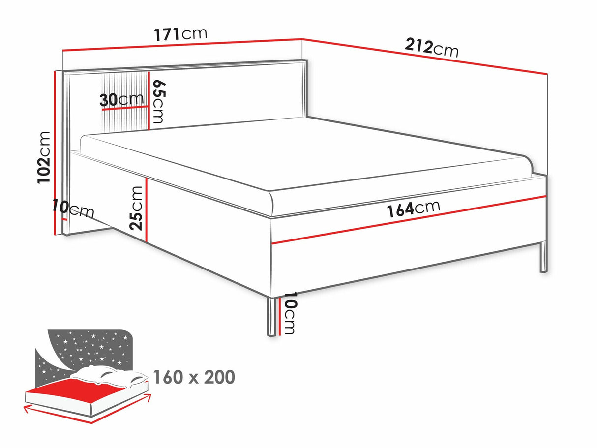 Ágy Łóżko COMO 160x200, Szín: Artisan tölgy + Fekete