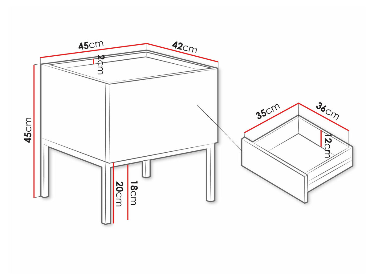 Éjjeliszekrény Stolik nemcny COMO 1SZ, Szín: Artisan tölgy + Fekete
