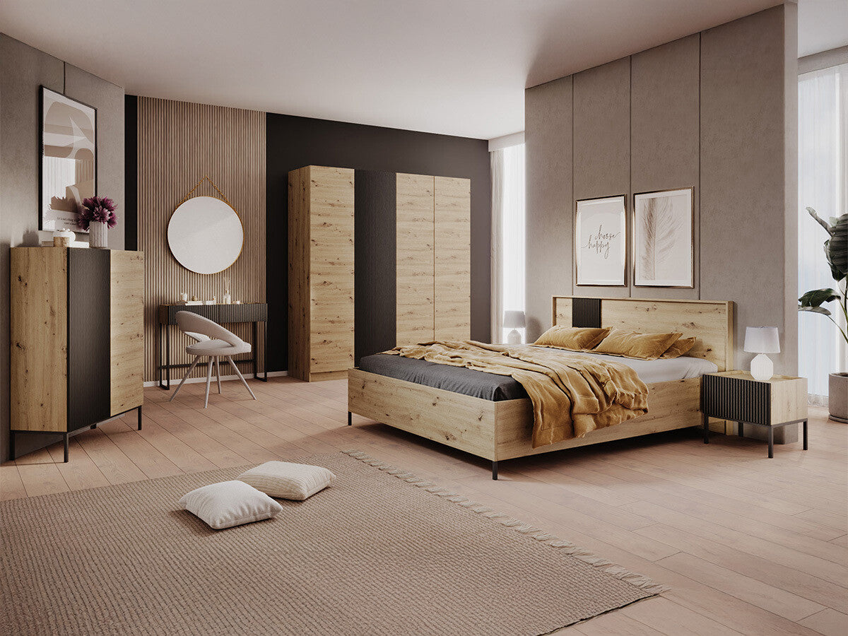 Gardróbszekrény Szafa COMO 4D, Szín: Artisan tölgy + Fekete