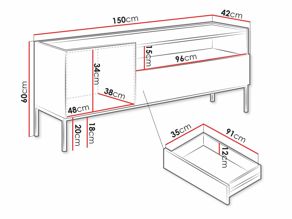 TV-állvány Szafka RTV COMO 150 1D1SZ, Szín: Kasmír