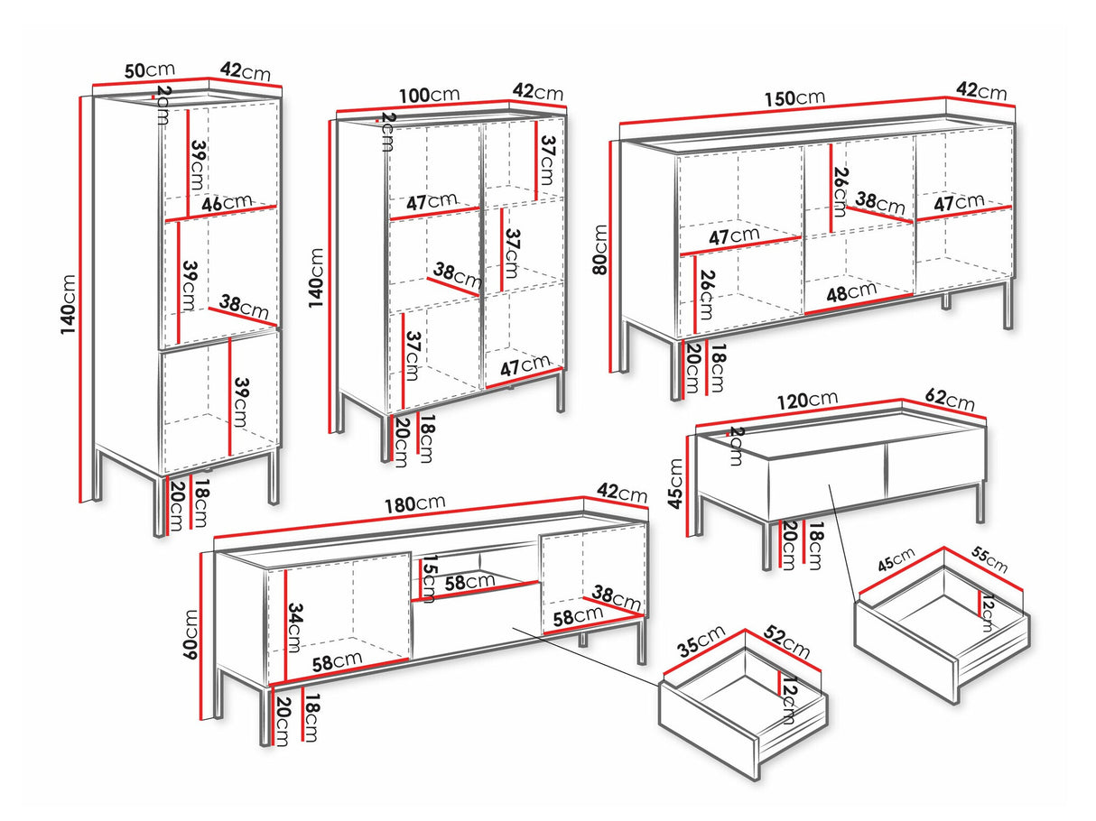 Nappali szett Meble COMO I-E, Szín: Artisan tölgy + Fekete