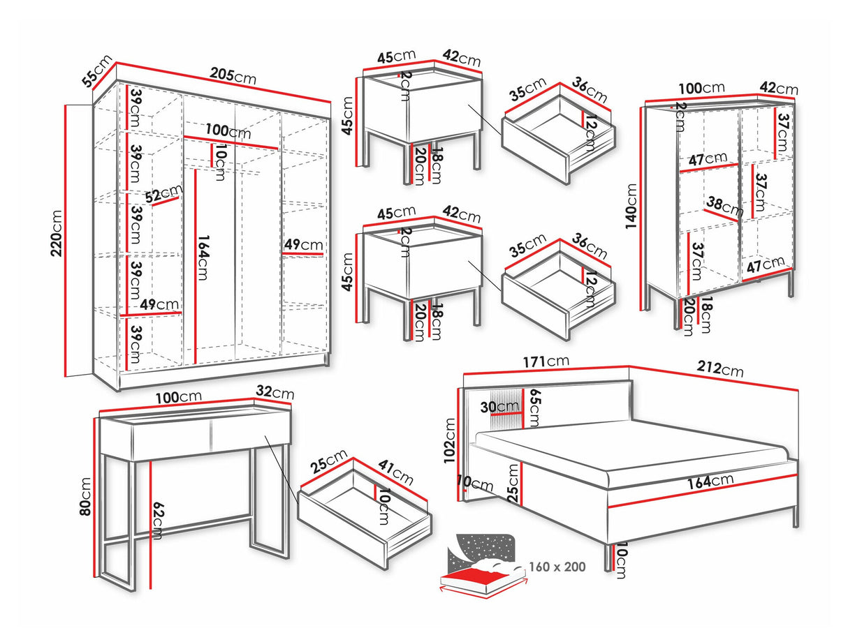 Hálószoba garnitúra Meble COMO II-E, Szín: Kasmír