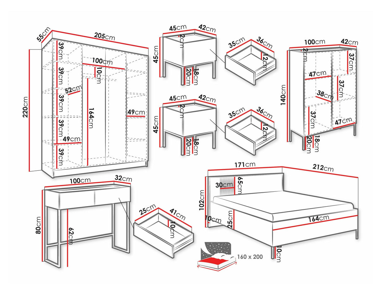 Hálószoba garnitúra Meble COMO II-E, Szín: Artisan tölgy + Fekete
