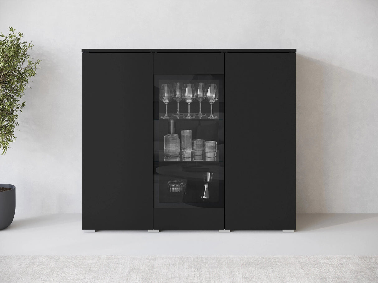 Szekrény Komoda VERA 120, Szín: Grafit, Led világítás: Nem