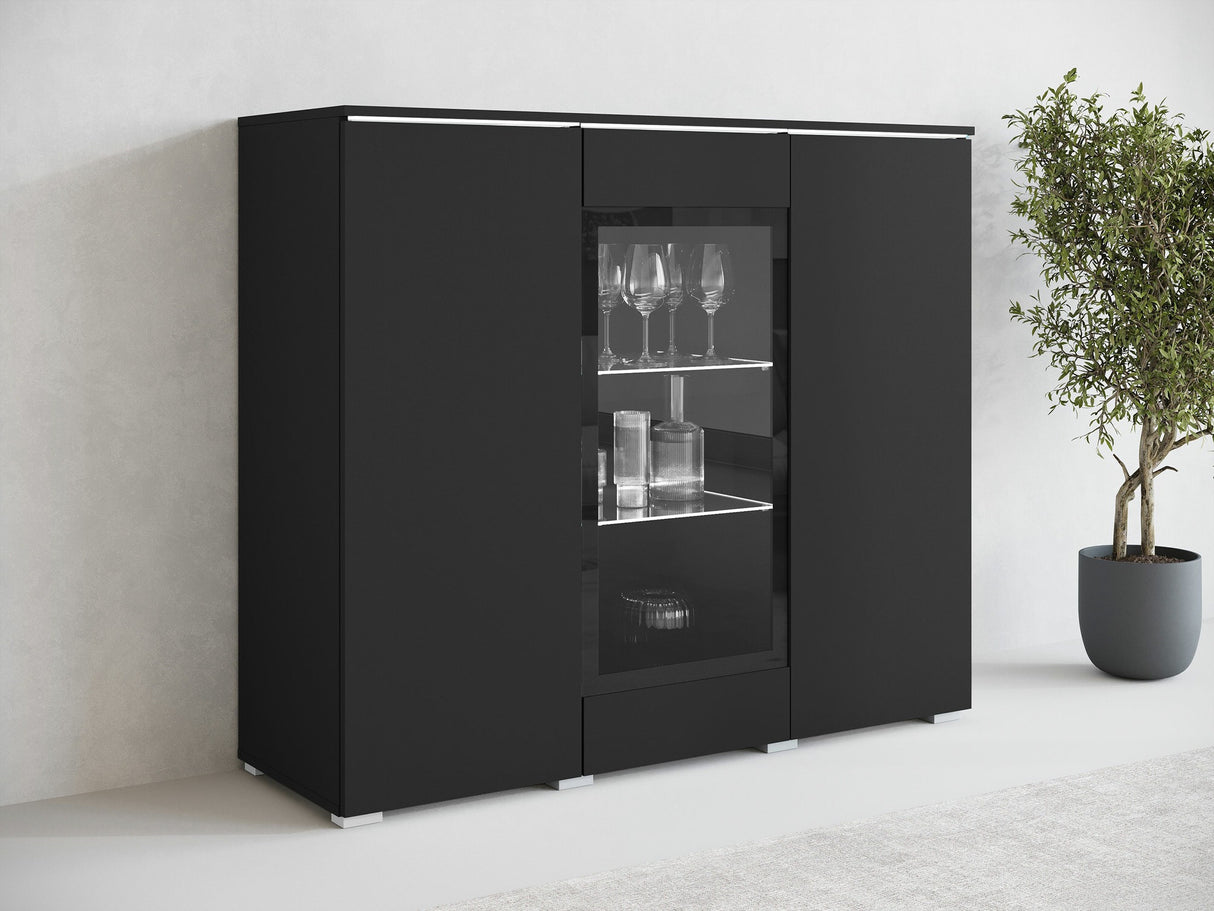 Szekrény Komoda VERA 120, Szín: Grafit, Led világítás: Igen